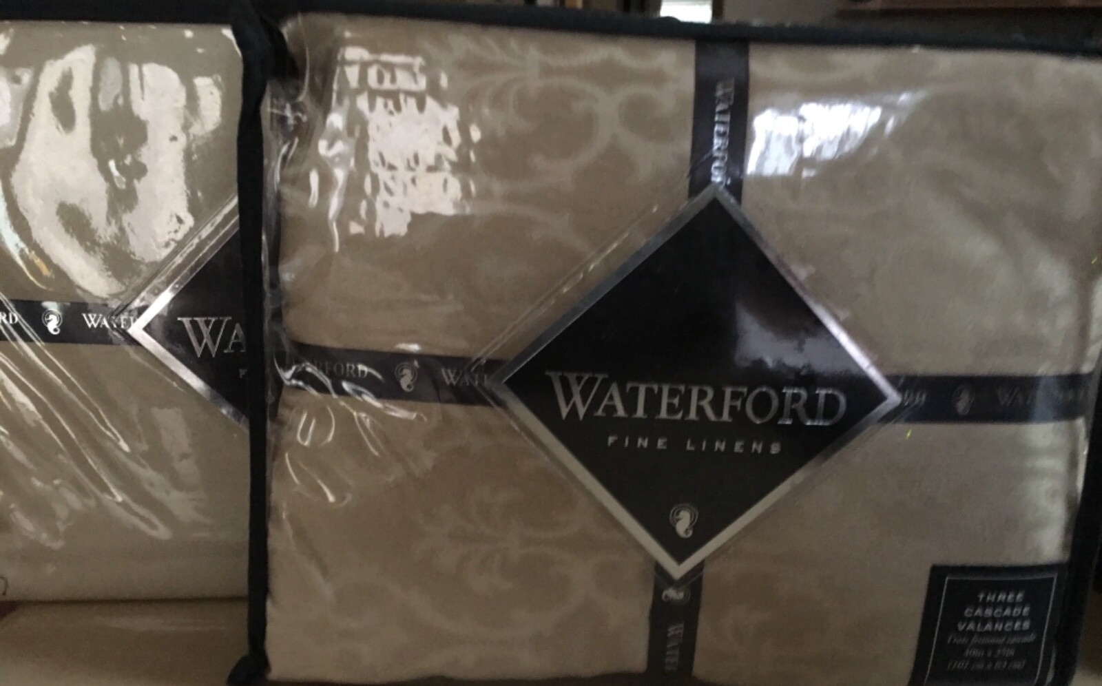 WATERFORD ABRIELLE WINDOW DRESSING 5pc DRAPES VALANCE CHAMPAGNE NIP