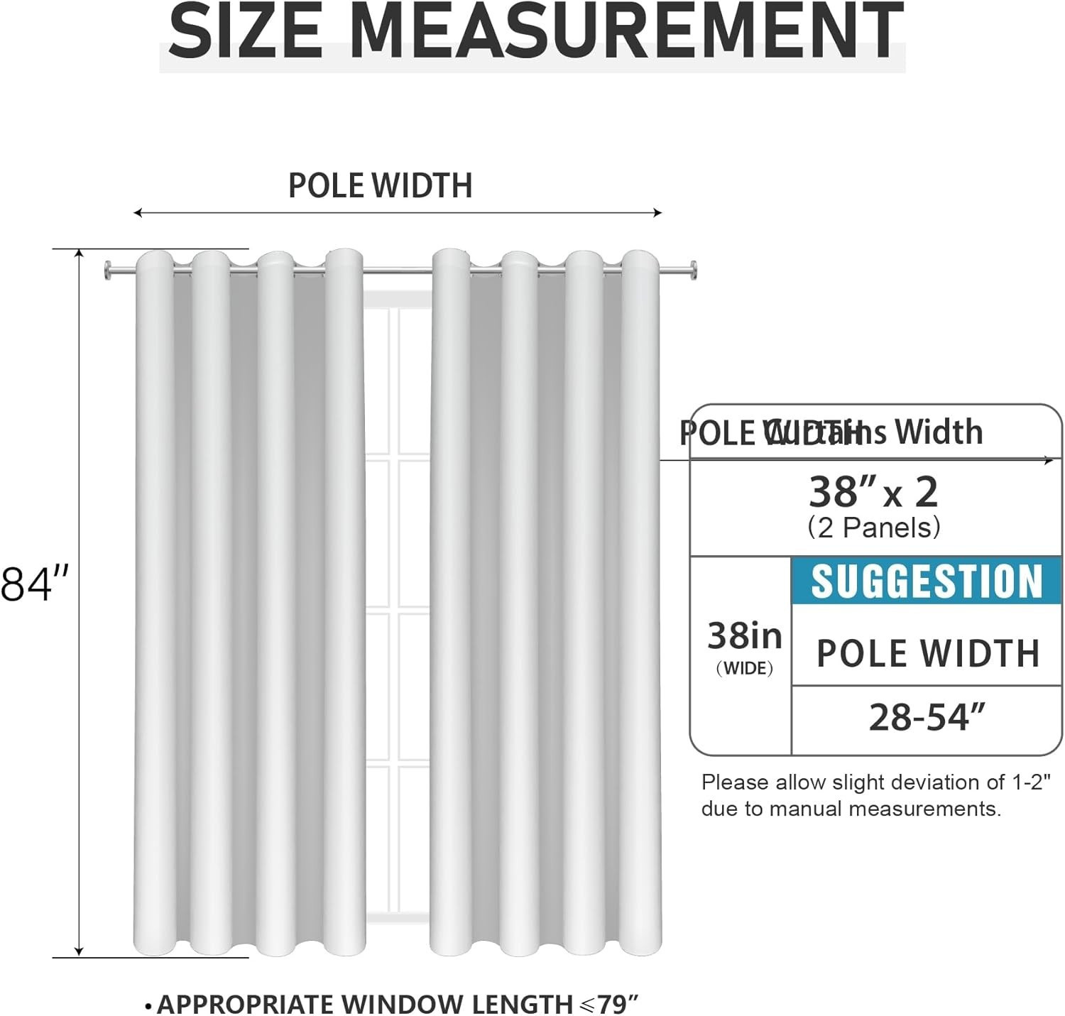 Blackout Curtains GRAY Buhua 2 Panels 84″ x 52″ NEW IN PACKAGE