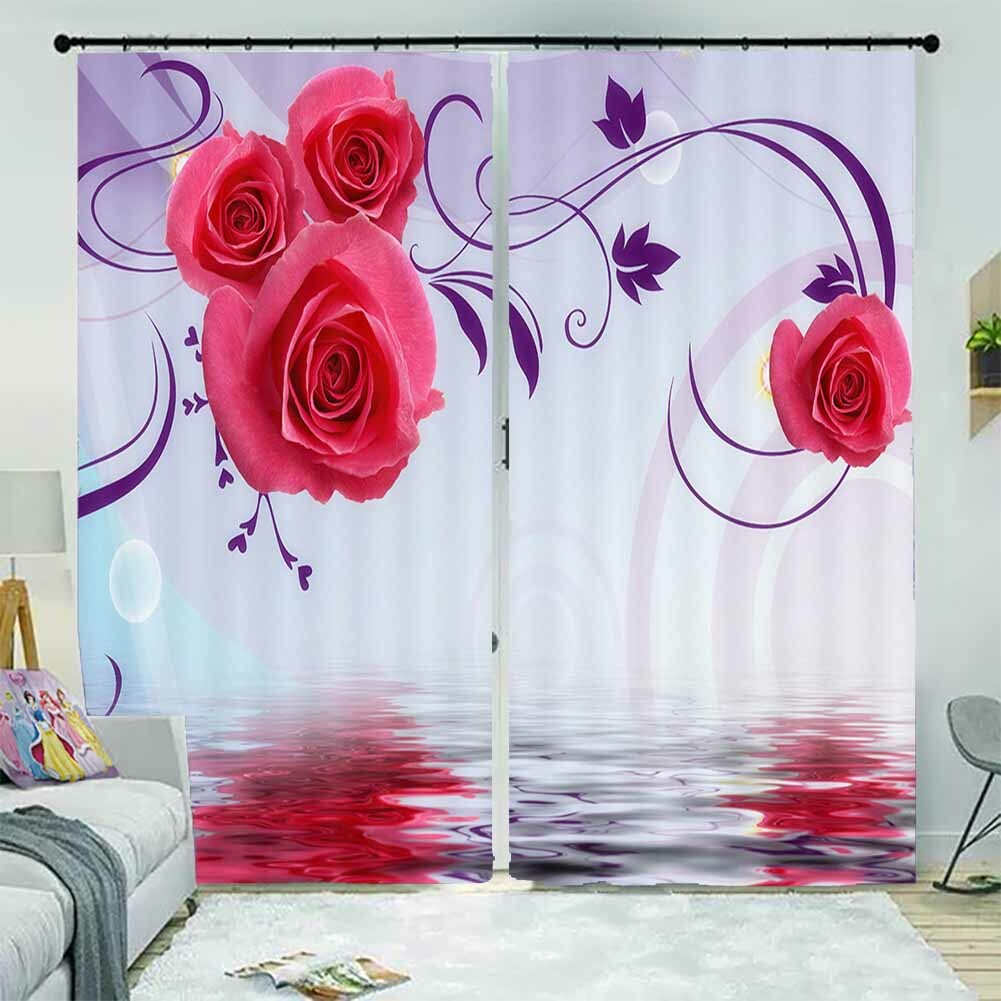Purple Curving Vine 3D Curtain Blockout Photo Printing Curtains Drape Fabric
