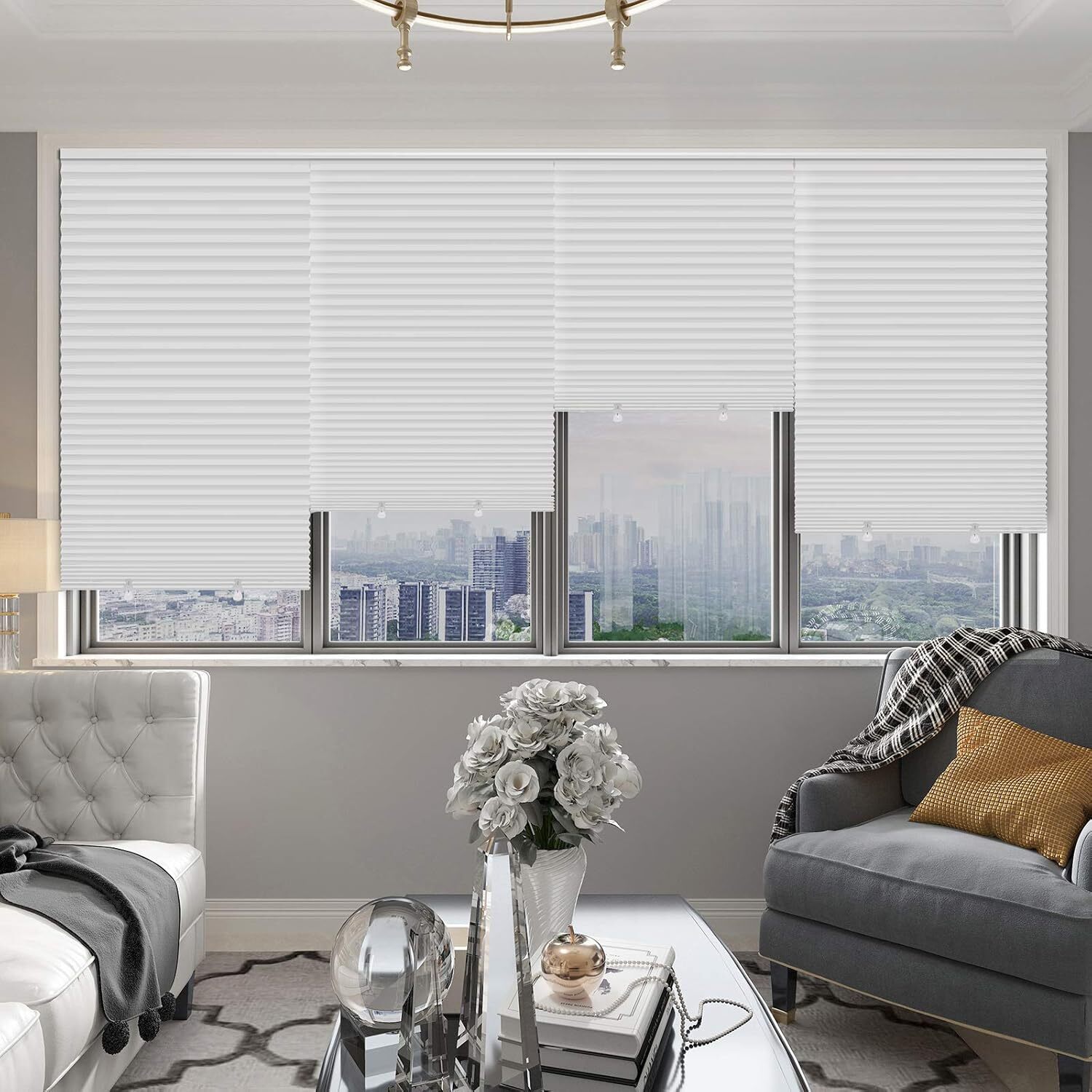 6-Pack Window Blinds with 12 Travel Clips, 36 W x 72 H, White