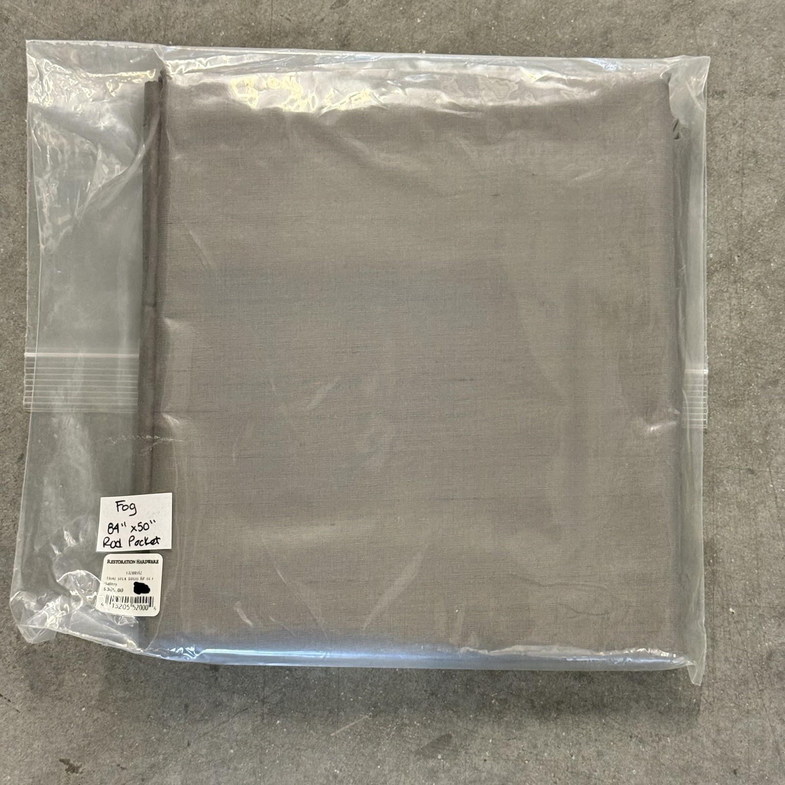 Restoration Hardware Thai Silk Solid Rod Pocket Drapery Curtain 50×84” Fog