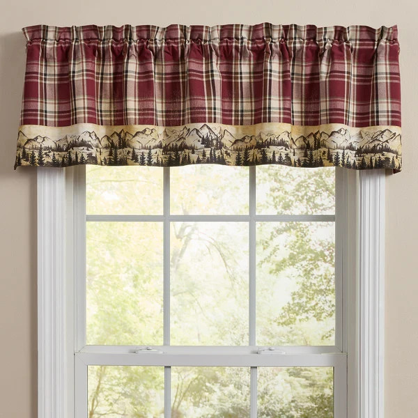 CULPEPPER LINED BORDERED VALANCE, MOOSE, MOUNTAINS, 60X14, LODGE, CABIN, NEW