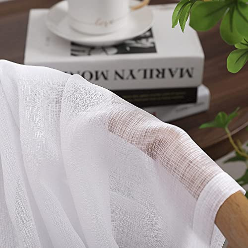 Kitchen Curtains 24 Inch Length for Windows Rod 24″W x 30″L (Pack of 2) White
