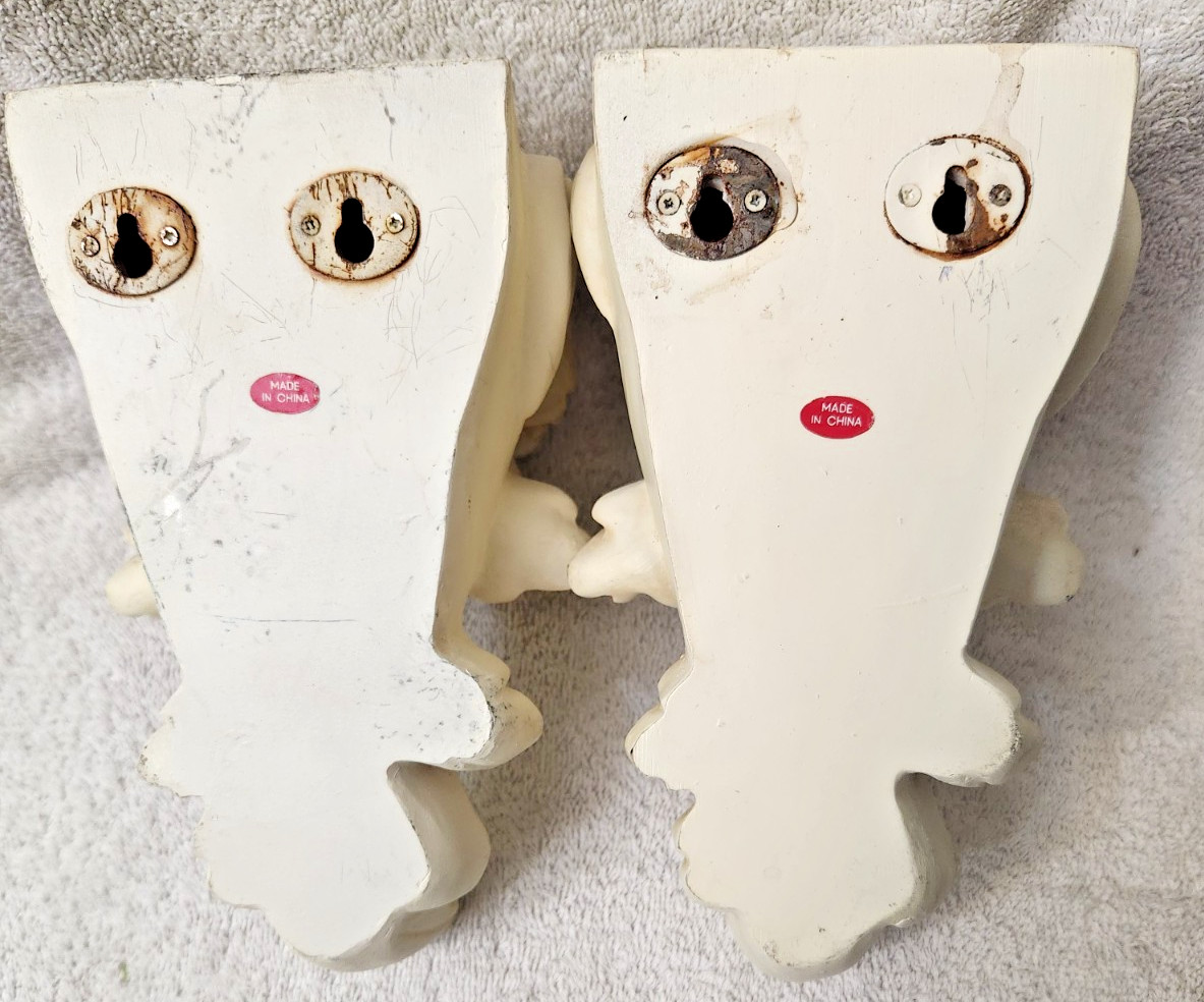 Set of (1 Pair) VTG Angel Drapery Curtain Rod Wall Sconce Corbel Swag Holders