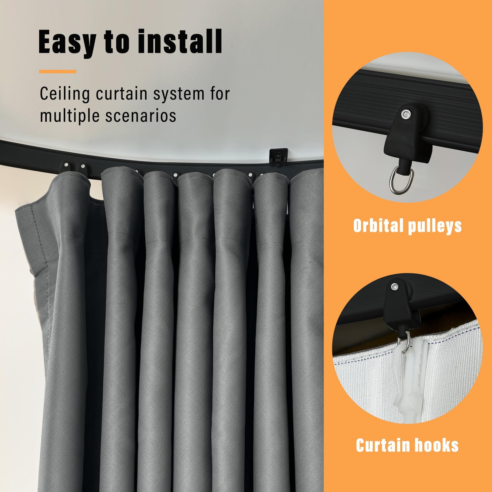 MaKefeile Room Divider Curtains with Flexible Ceiling Curtain Tracks Set,100%…