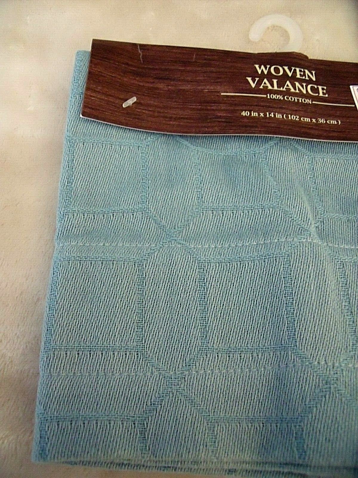 NEW Blue Woven VALANCE Curtain 40″ X 14″ Mineral Blue 100% Cotton Nautical