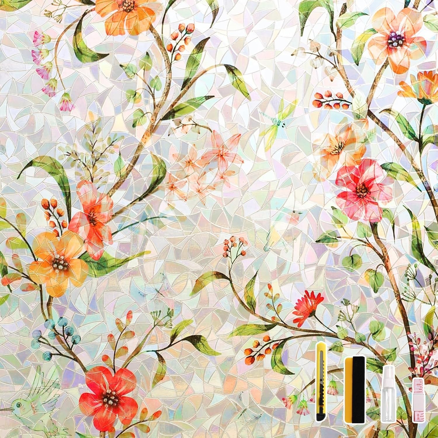 Static Cling Window Film: 3D Rainbow Effect & UV Protection, 17.5 x 78.7 Inch