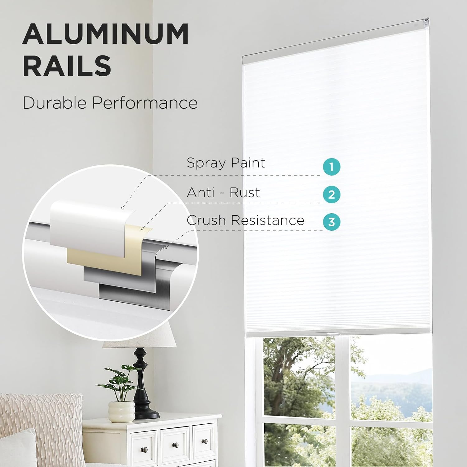 Cordless Honeycomb Shades, Light Filtering, Insulating Blinds 22″ W X 64″ H