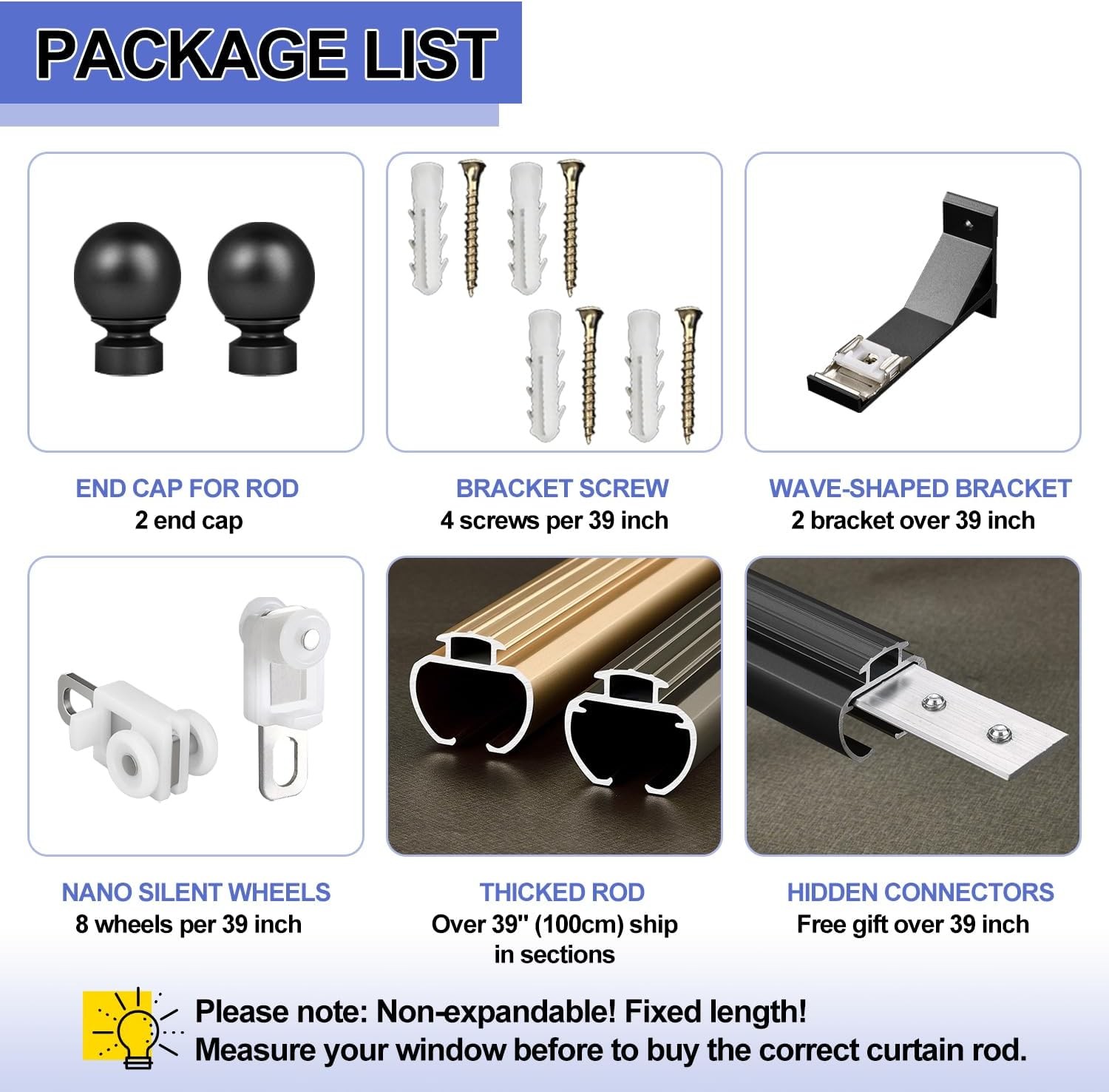 Single Curtain Track for Windows, Wall Mounted Heavy Duty Curtain Rail with
