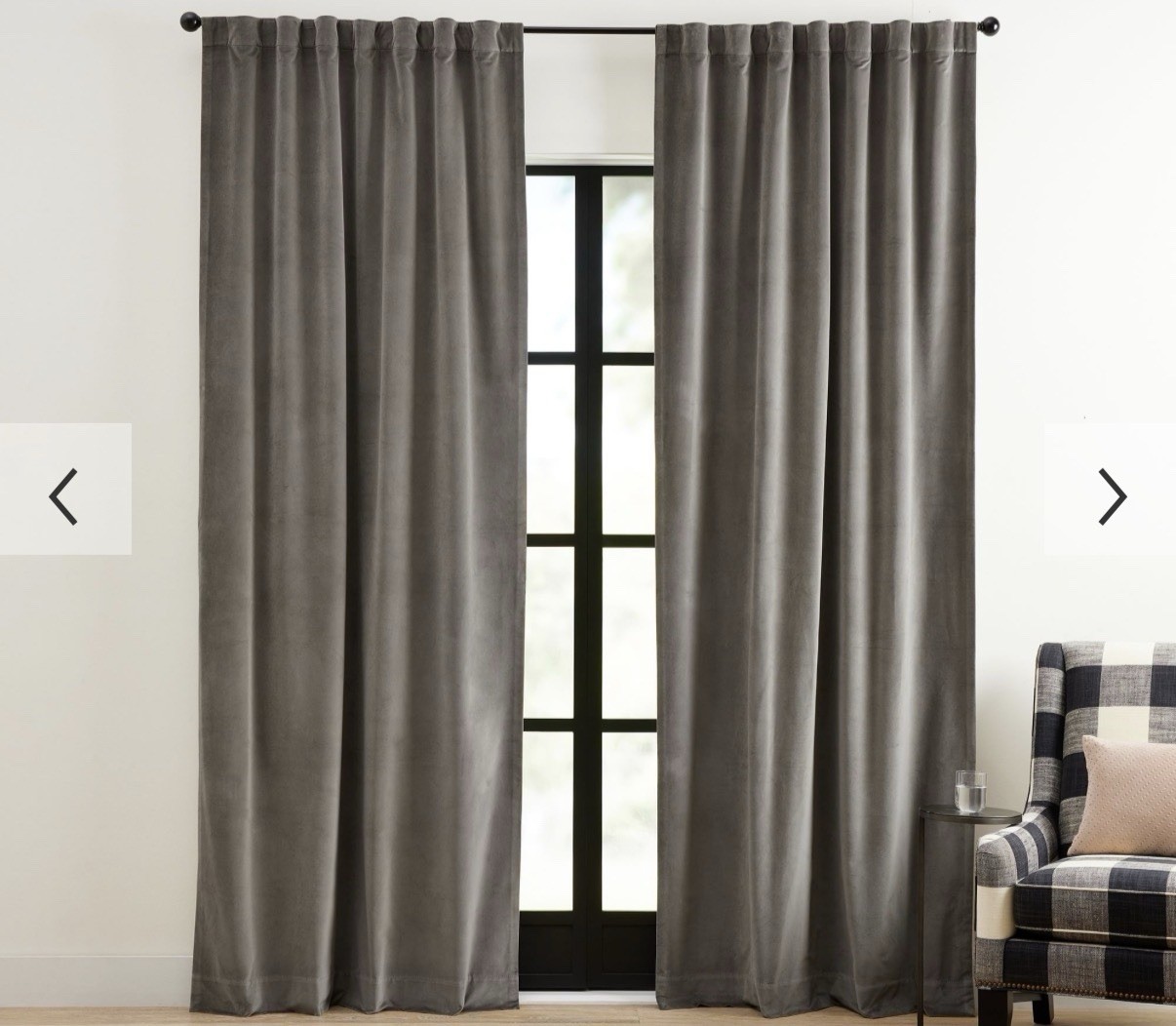 SET OF 4 Pottery Barn Velvet Curtains 50×108 Gray Lined Drapery Panels