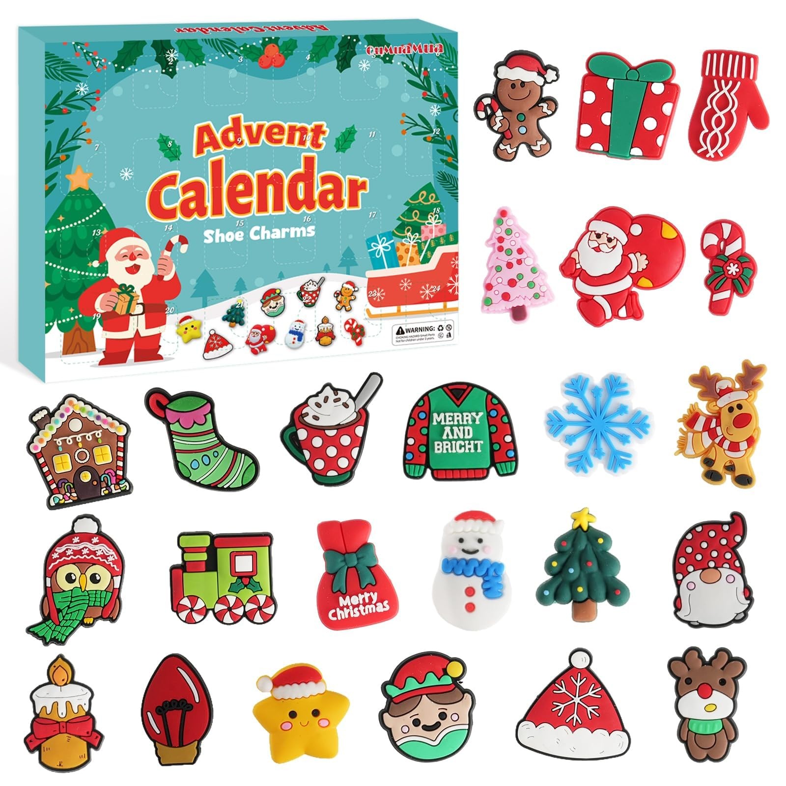 Advent Calendar 2025 Shoe Charms for Kids Boys Girls 24 Days Christmas Countdown