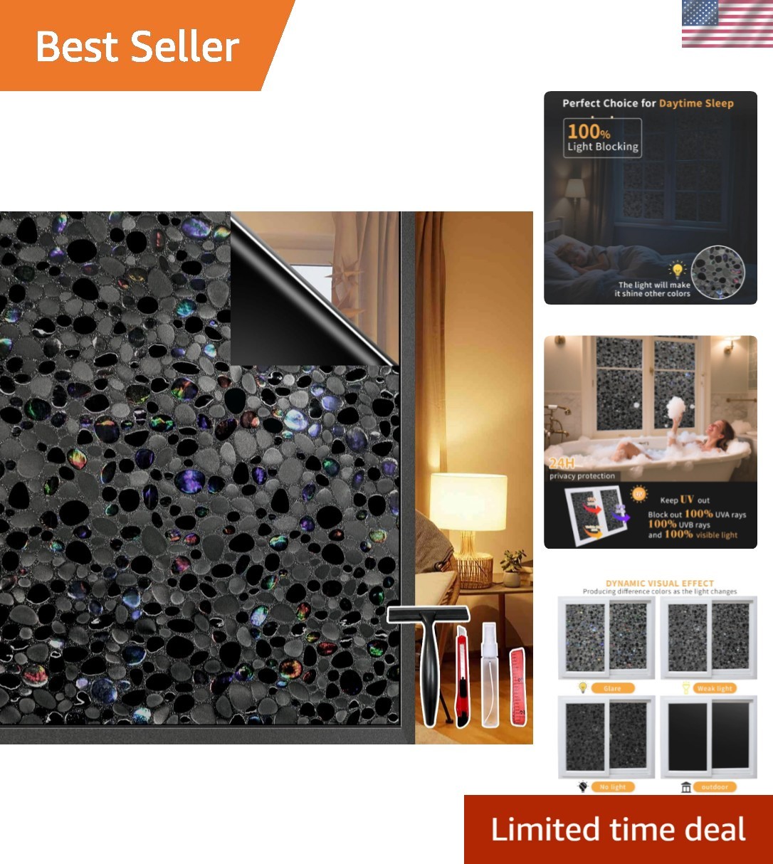 Total Blackout Window Film Privacy, 100% UV Blocking, Dark Window Tint for Ho…
