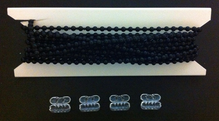 20ft. Black Plastic #10 Chain – With 4 Connectors – Blind Beaded Bead Ball