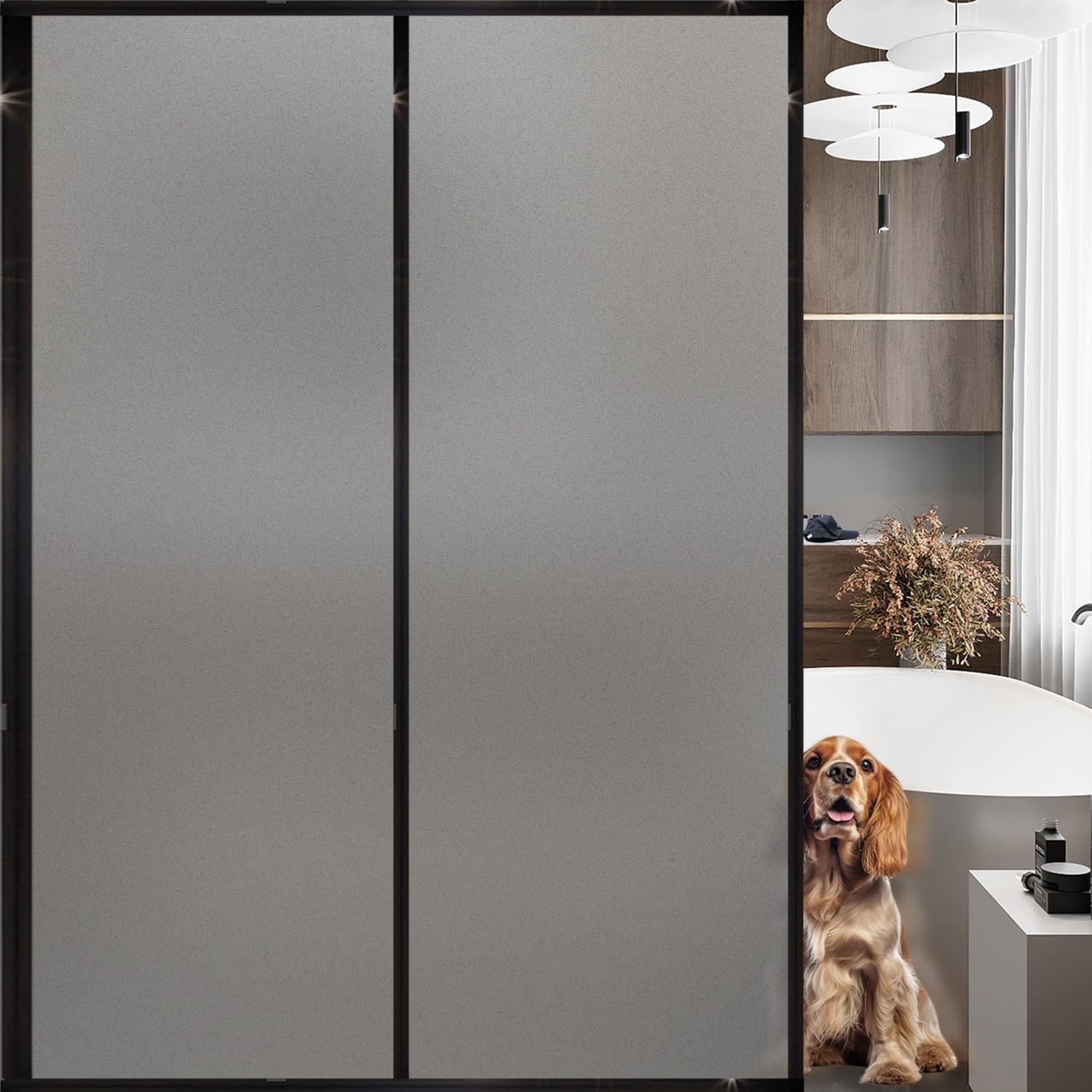 Static Cling Privacy Window Film UV Blocking Frosted Gray 78.74 x 23.64″ No Glue