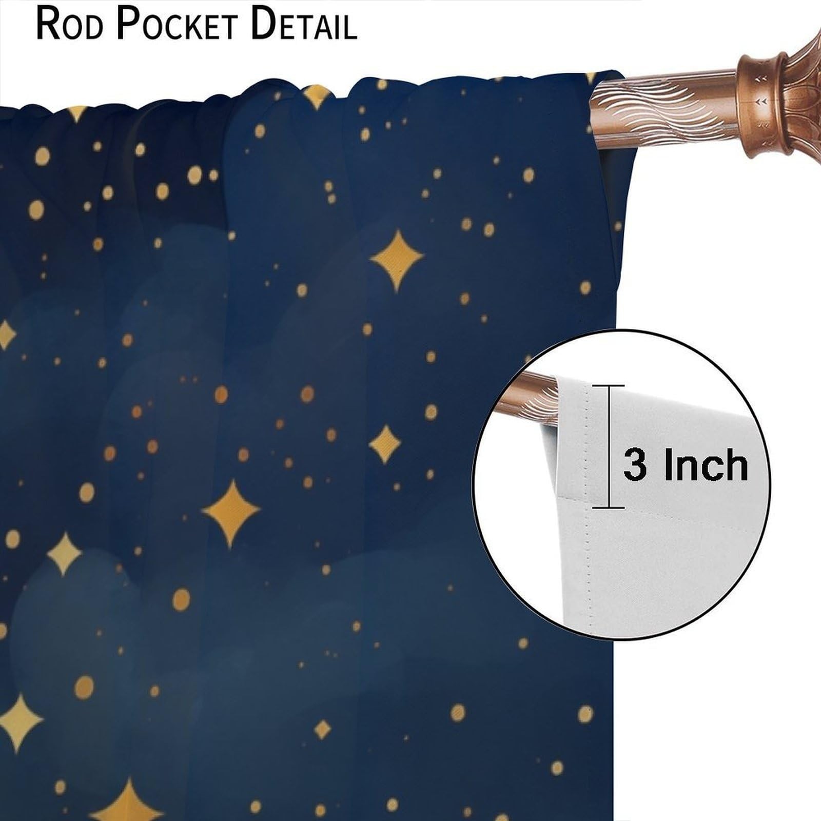 Night Sky Stars Curtain for , Blue Starry Space Galaxy Pattern Window Treatme…