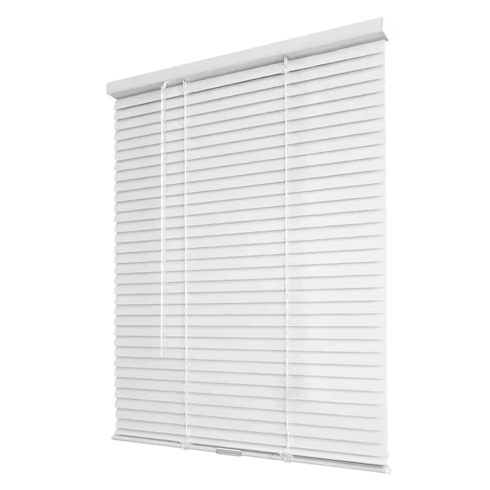White Cordless Room Darkening Vinyl Mini Blinds with 1 In. Slats-46 In. W X 48 I