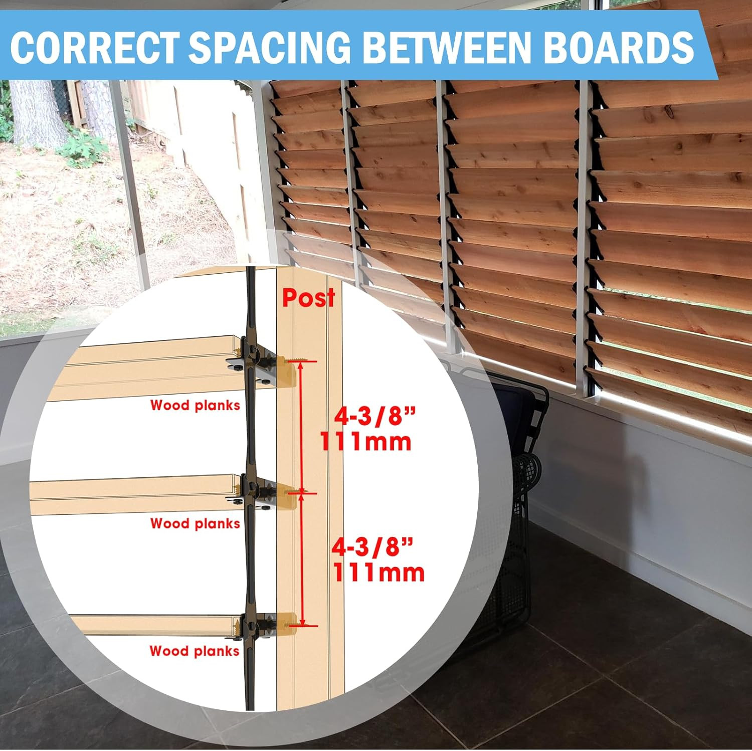 Louvers for Pergola Deck Sunblind System, Adjustable Louver Bracket Kit with 304
