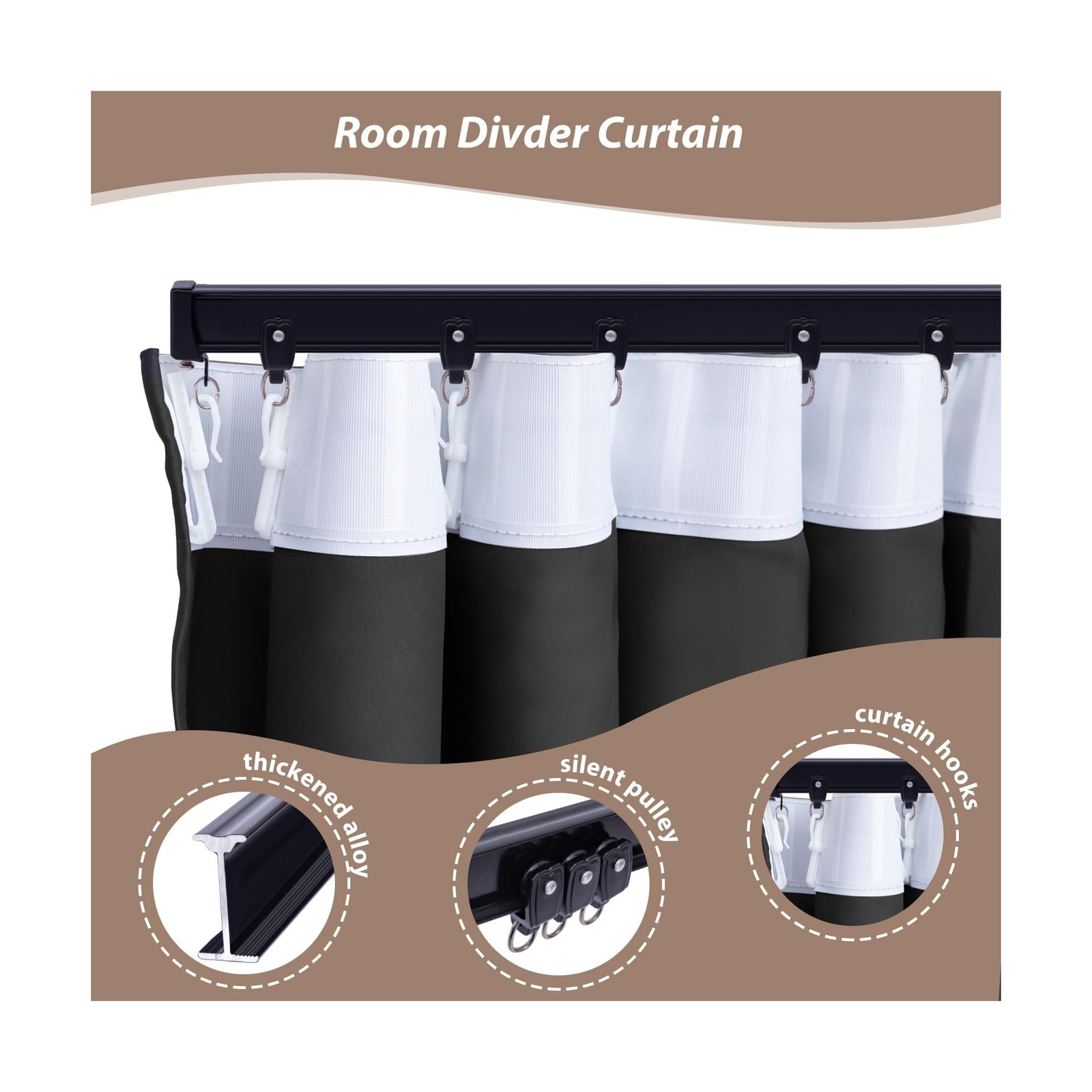 Room Divider Curtains with Ceiling Curtain Track Set Window Cur… USA FAST SHIP
