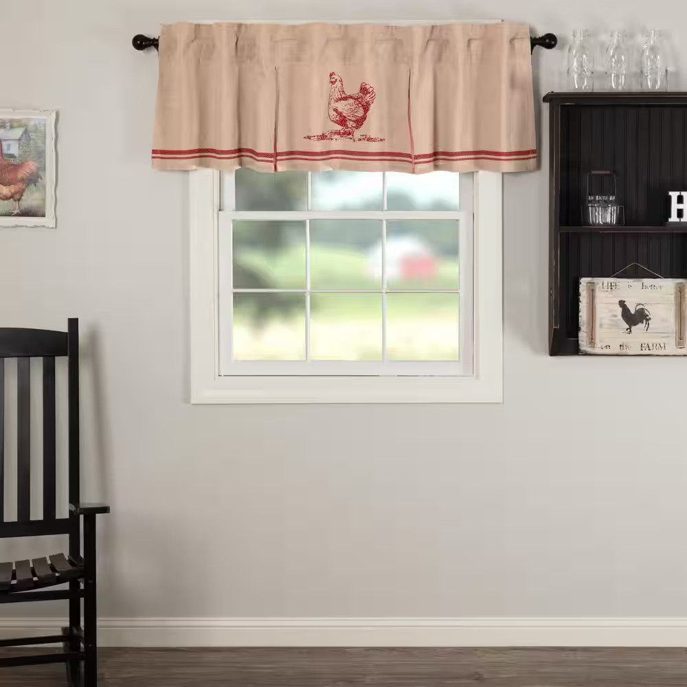Sawyer Mill Chicken 72 In. L X 20 In. W Pleated Cotton Valance in Country Red Kh