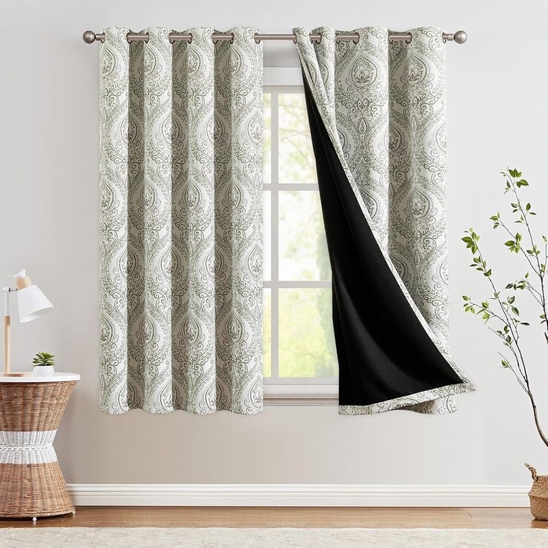 95% Blackout Curtains Grommet Top Room Darkening Drapes Noise Reducing Panels US
