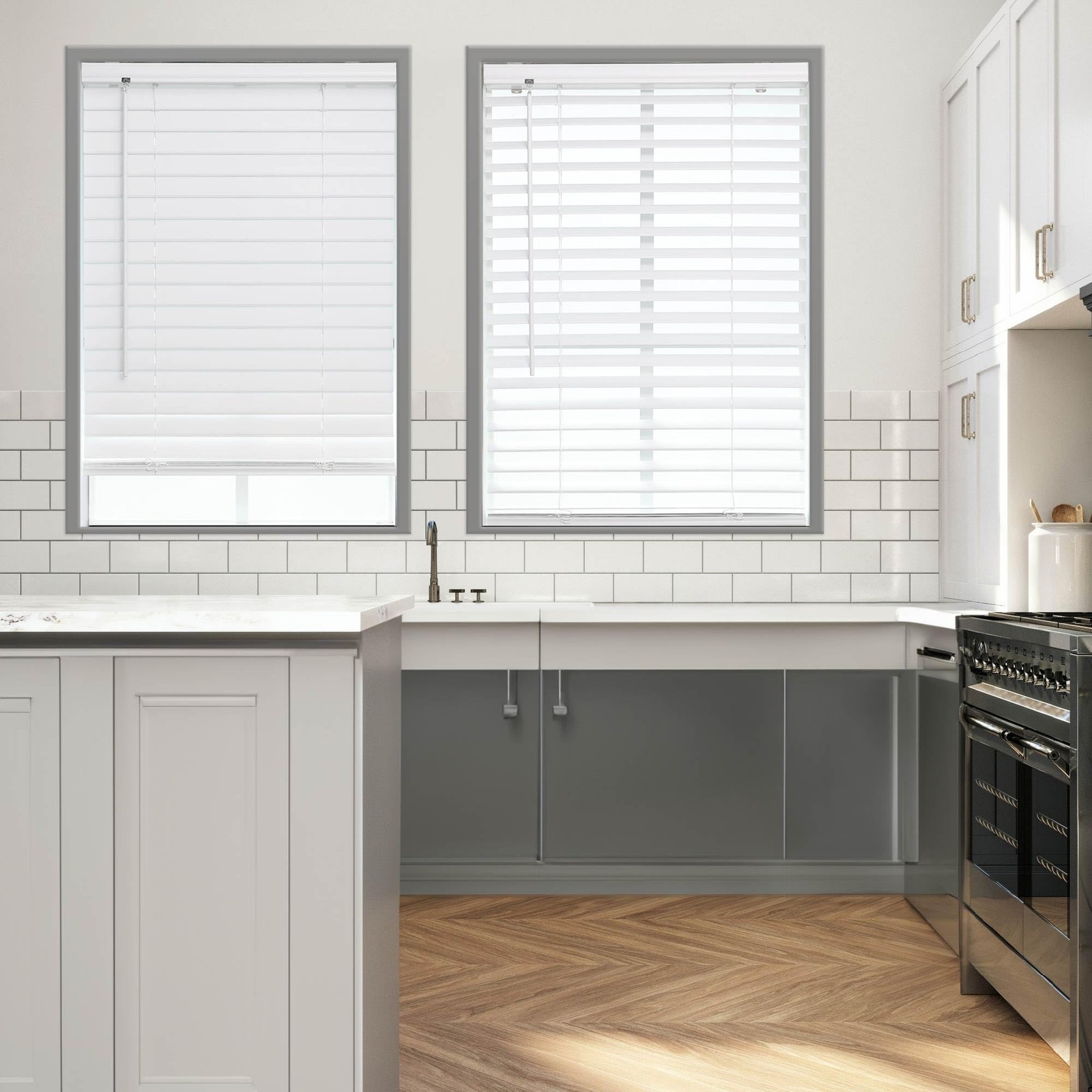 Dez Furnishings 2 Cordless Flat Slat Venetian Blind 46.5 W X 64 H White