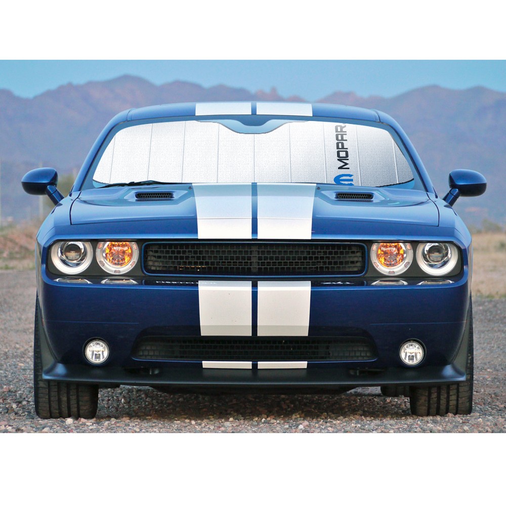 Mopar Logo Universal Fit Auto Windshield Sun Shade at Standard Size