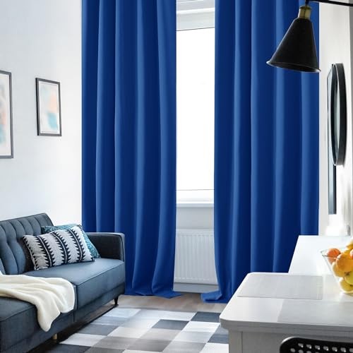 Rod Pocket and Back Tab Blackout Curtains 42″W x 63″L (Pack of 2) Royal Blue