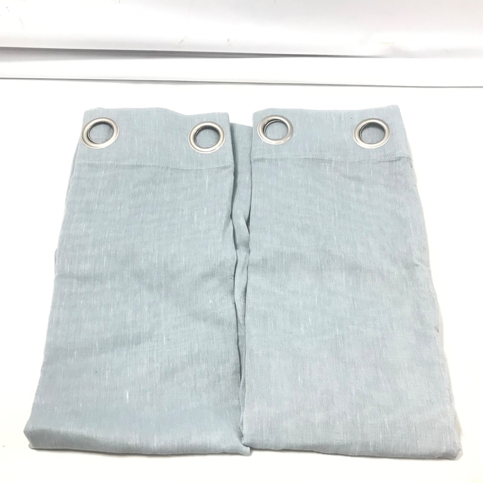2pc Grommet Home Gorgeous Sheer Linen Blend Curtains 84” Light Blue Drape New