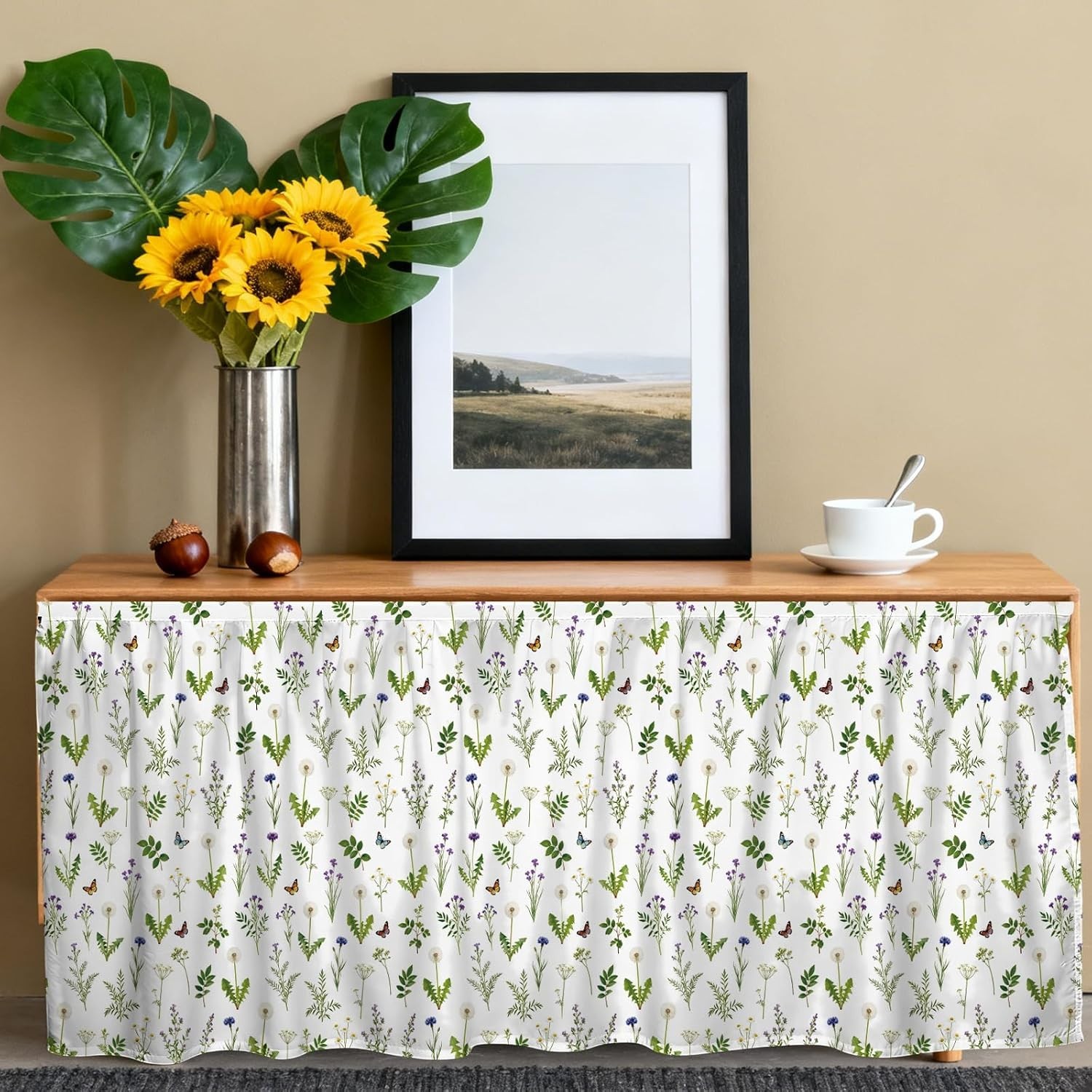 Chic Wildflower Cabinet Curtain – Easy Install, Dust-Proof at 51.18×27.55 Inches