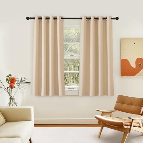 Blackout 54 inch Curtain for Cafe, 46″W x 54″L (Pack of 1) Biscotti Beige