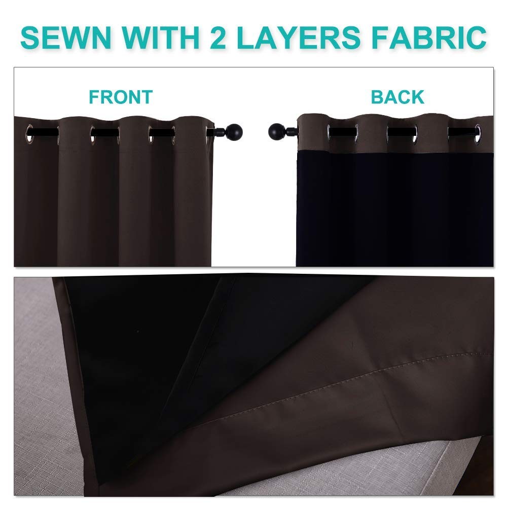 NICETOWN Blackout Curtain Panel Set, 37″W x 70″L, Toffee Brown, Thermal
