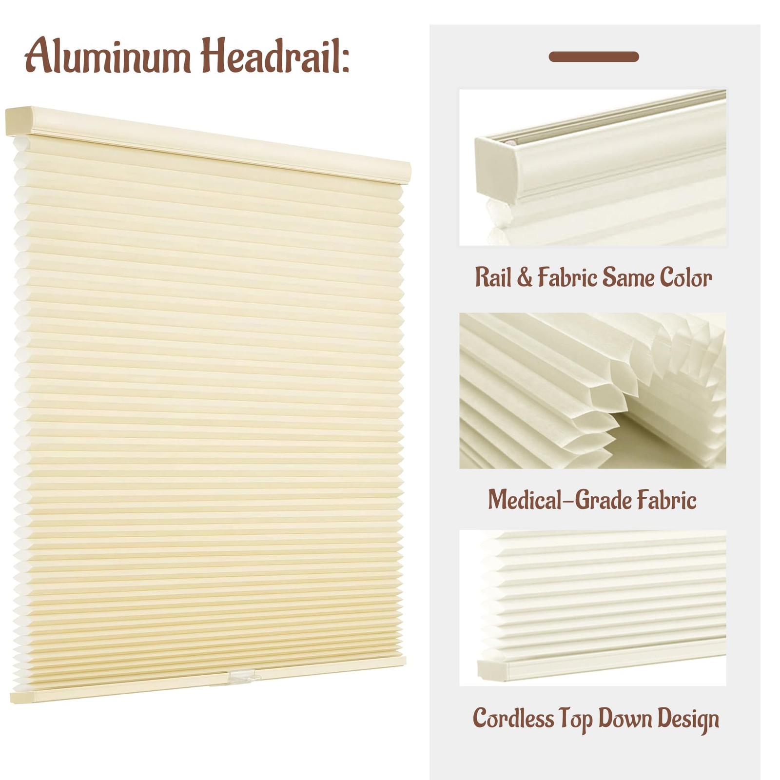 Flamax Custom Color-Matched 1.5 Cordless Cellular Shades For Indoor Privacy