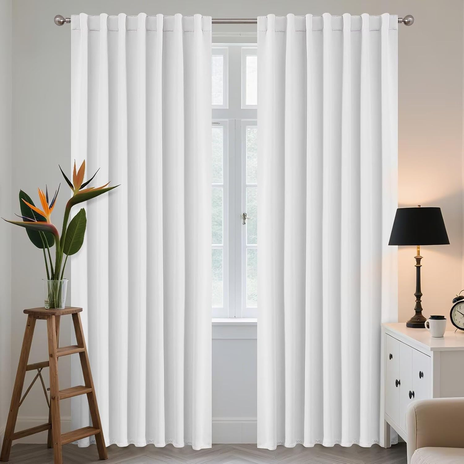 Blackout Curtains for Bedroom, Black Out Curtains 96 Inch Long 2 Panels, Long Bl