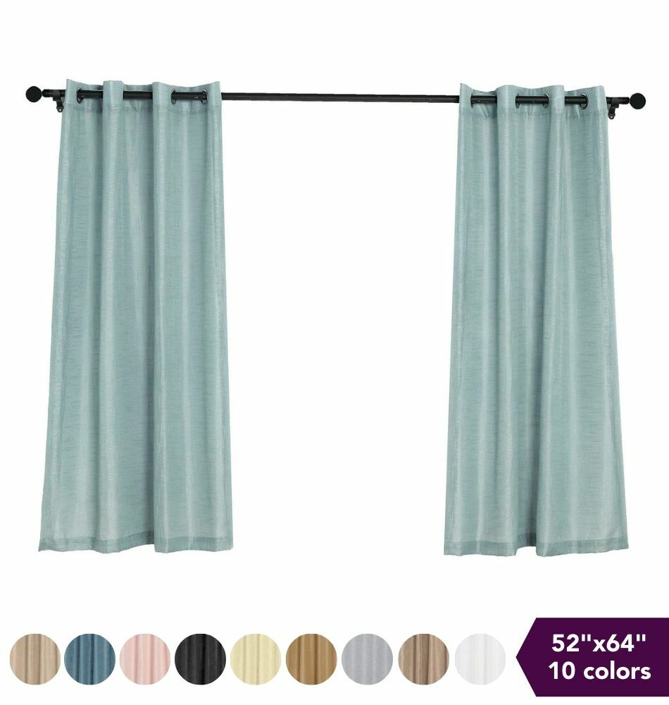 2 pcs 52″x64″ Faux Linen Curtains Chrome Grommets Wedding Party Home Decorations