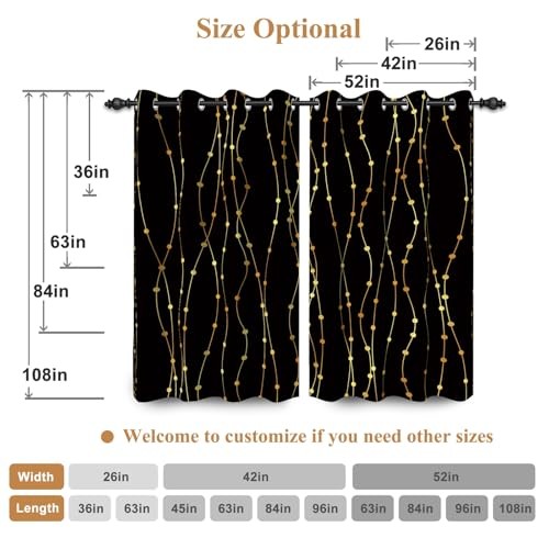 42 x 63 Inch Gold Wave Line Dots Blackout 42″W x 63″L (Pack of 2) Striped-5