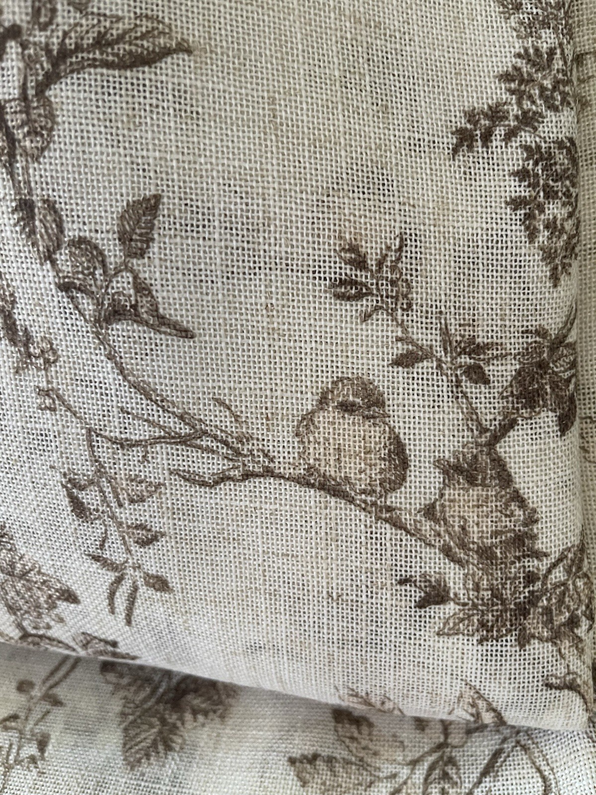 LAURA ASHLEY Birds Meadow Floral Natural Linen Blend Curtain Panel Set NEW 38X96