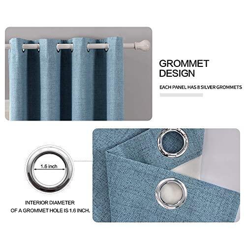 MIULEE Linen Texture Curtains for Bedroom Solid 100% Blackout Thermal Insulated