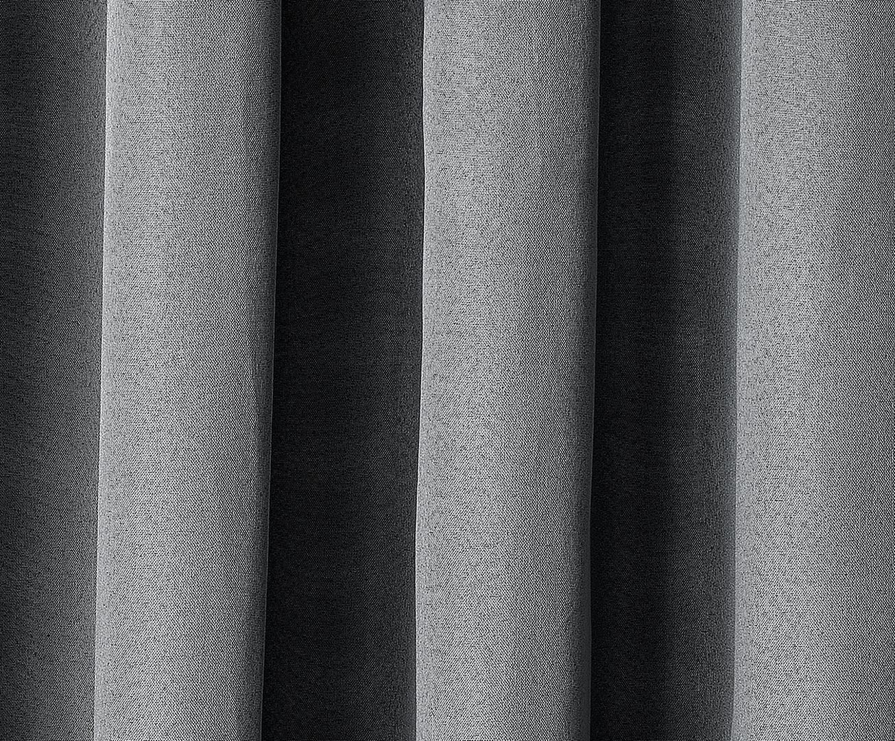 EYELET Charcoal Ring Top Linen BLACKOUT LINED Curtains with Tie Backs