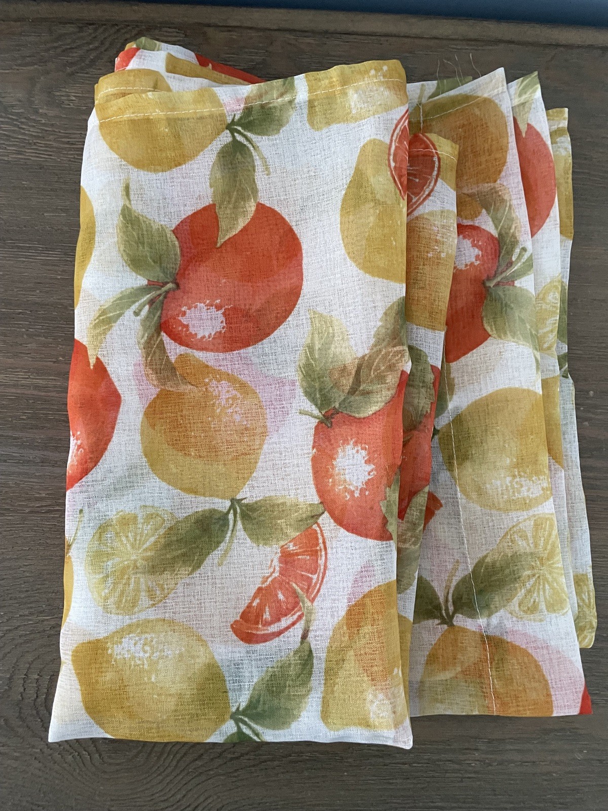 Curtains No918 Tier Pair Clementiene 54W x 36L and 26W x 36L Lemon and Oranges