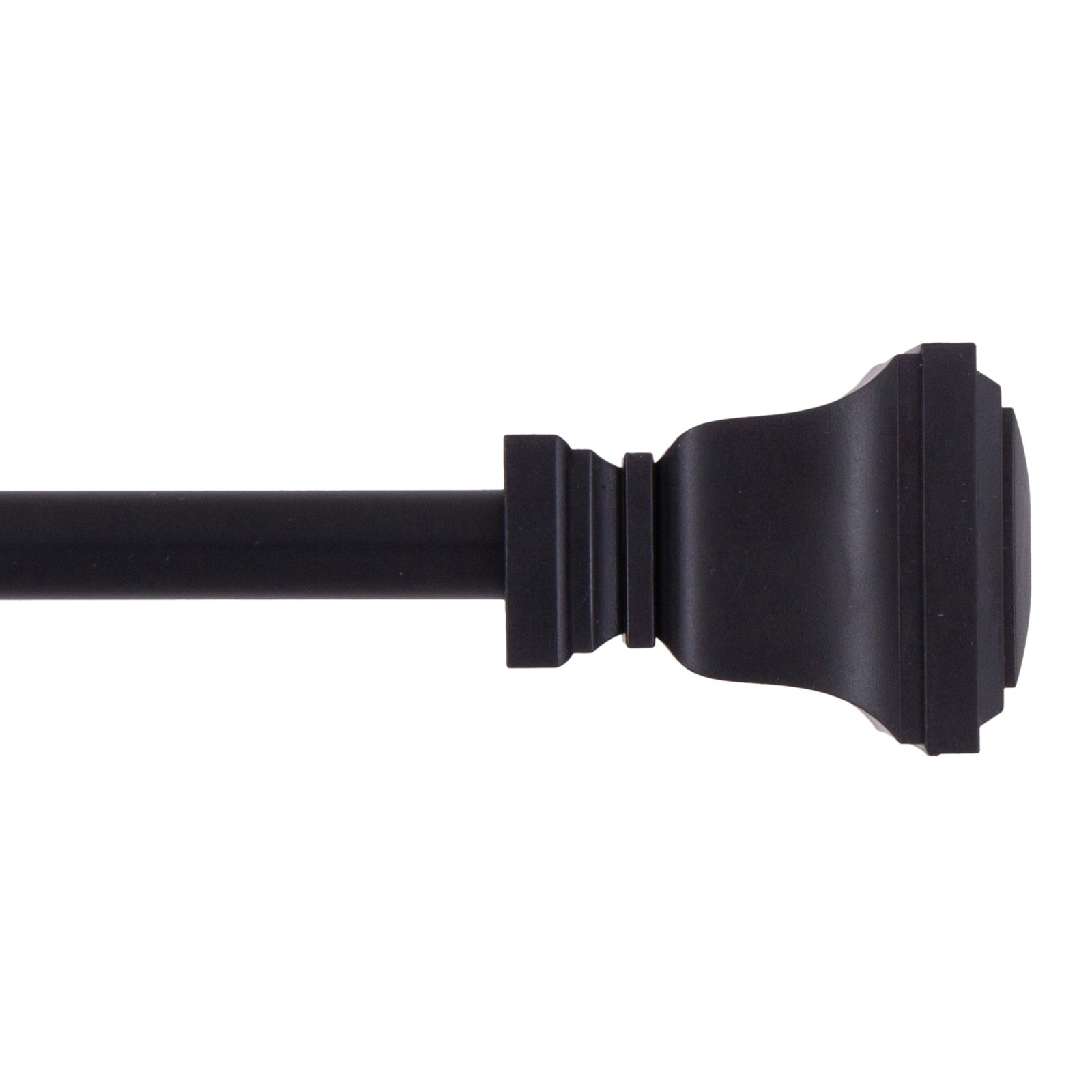 (1 pack) 1/2″ Twain Square Petite Café Adjustable Curtain Rod,48-84″, Black