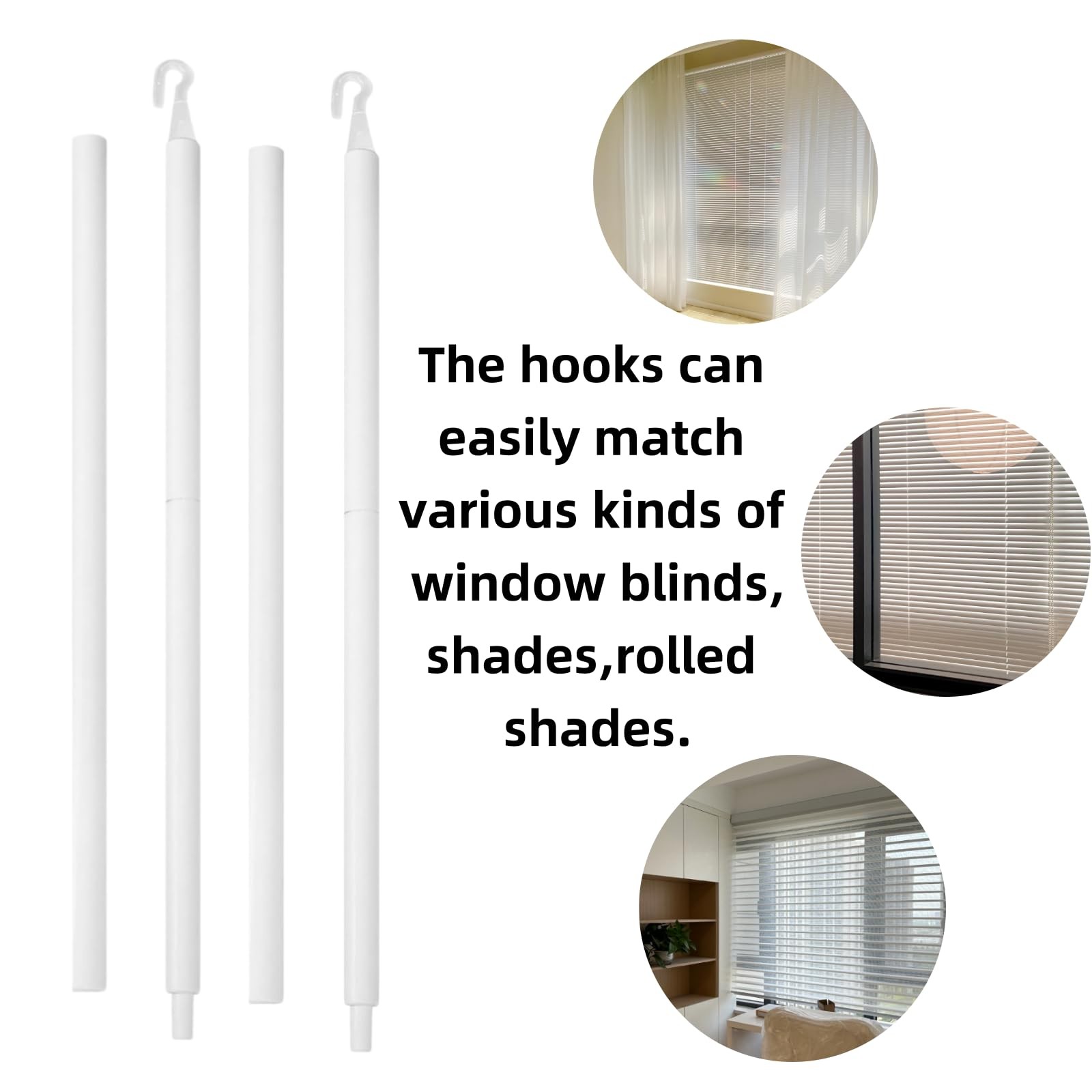 Detachable Blind Rods Blind Wands with Hook 24 Inches Blinds Handle 2 Pcs Win…