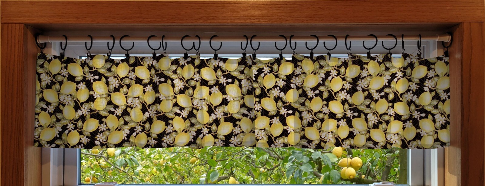 Lemon Blossoms Ring Top Valances or Curtains