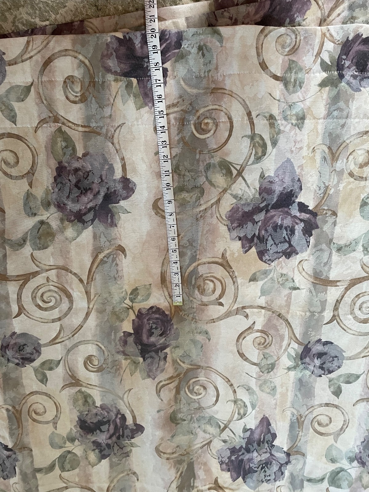 4 pce Croscill Chambord Cassis Original Matte Drapes Purple Rose Roses 80″L