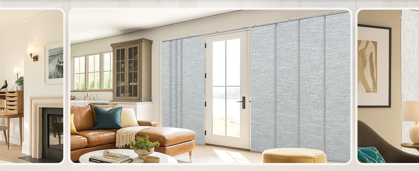 Panel Track Blinds for Sliding Doors, Light Filtering Grey | Extendable Track