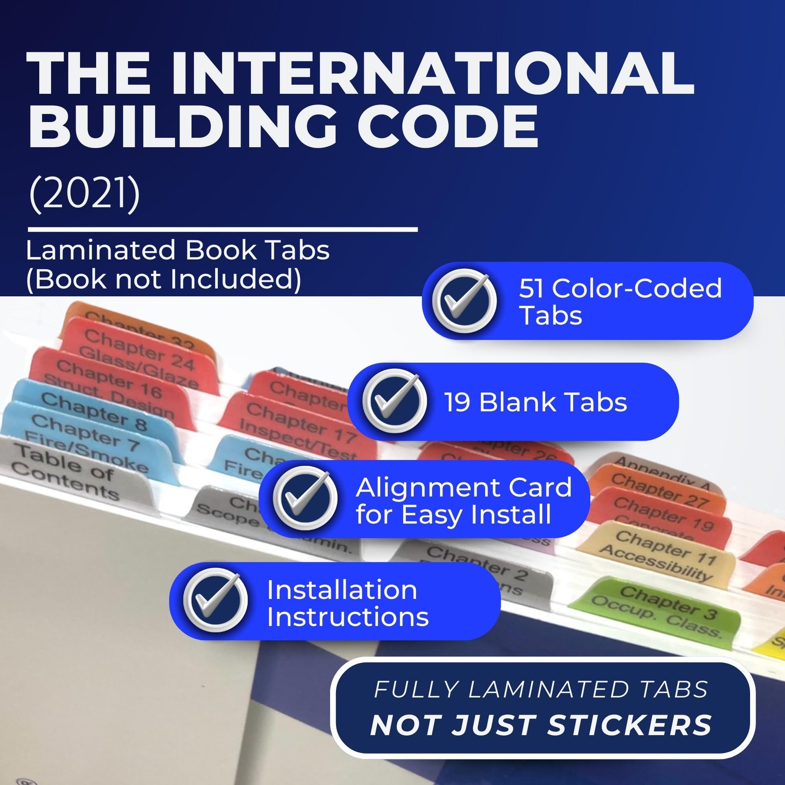 Book Tabs for The International Building Code 2021. Laminated, Multicolor