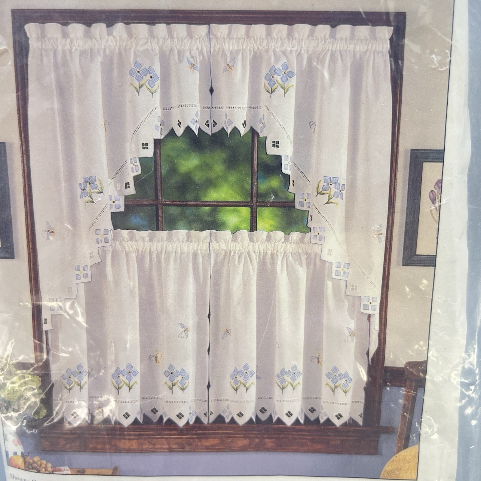 VTG Cottage Core Lorraine Home Fashions Butterfly Floral 68” X 36” Curtain Set