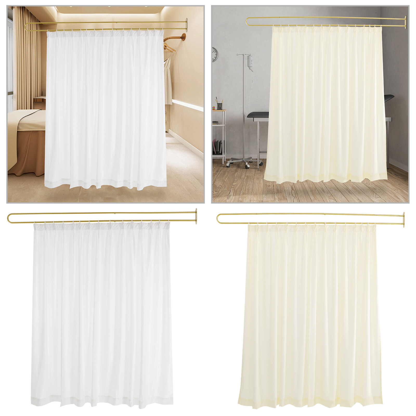 Gold/White UShape Partition Curtain Privacy Partition Curtain Livingroom Divider