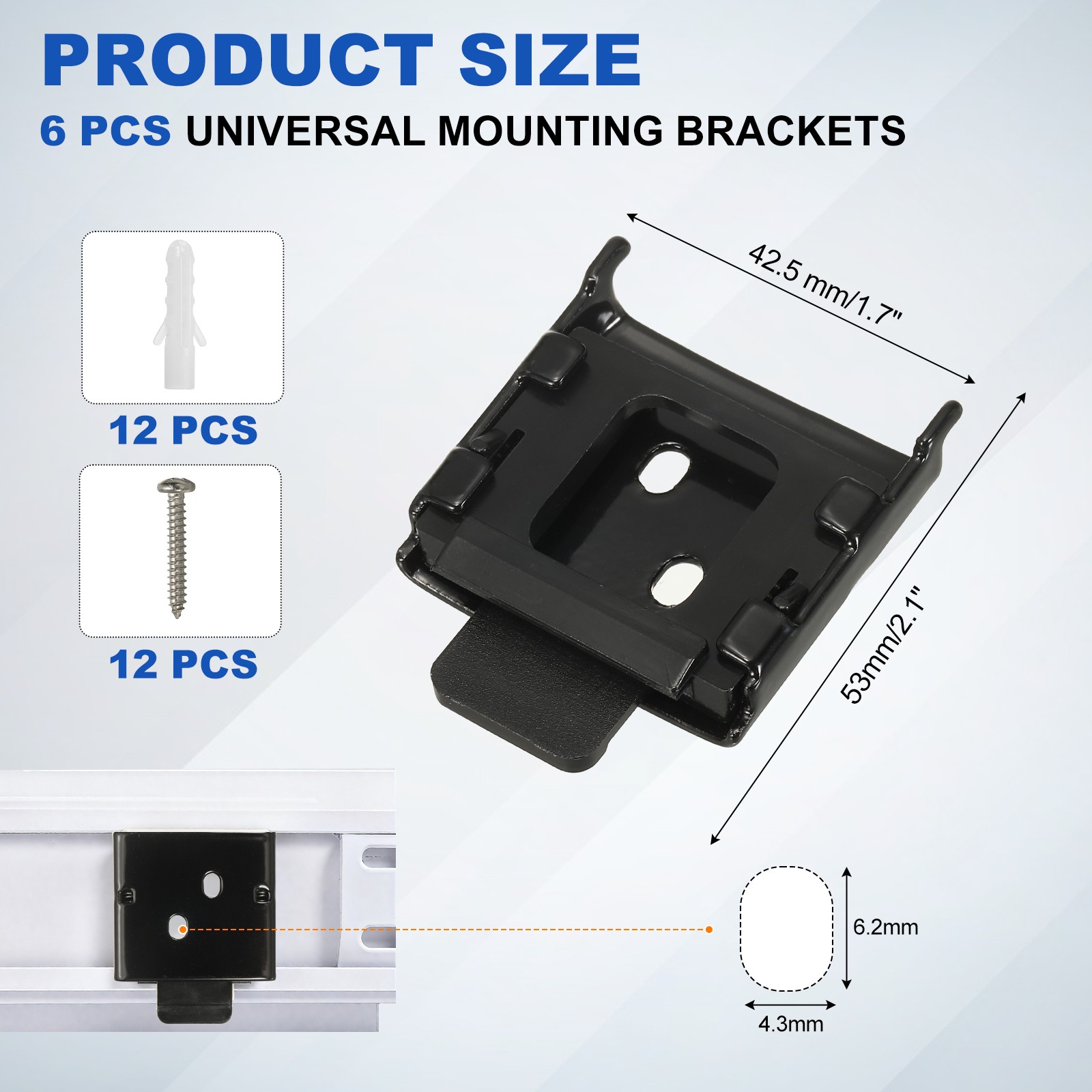 6 Pack Metal Mounting Brackets Roller Blind Buckles for Roller Shade Black