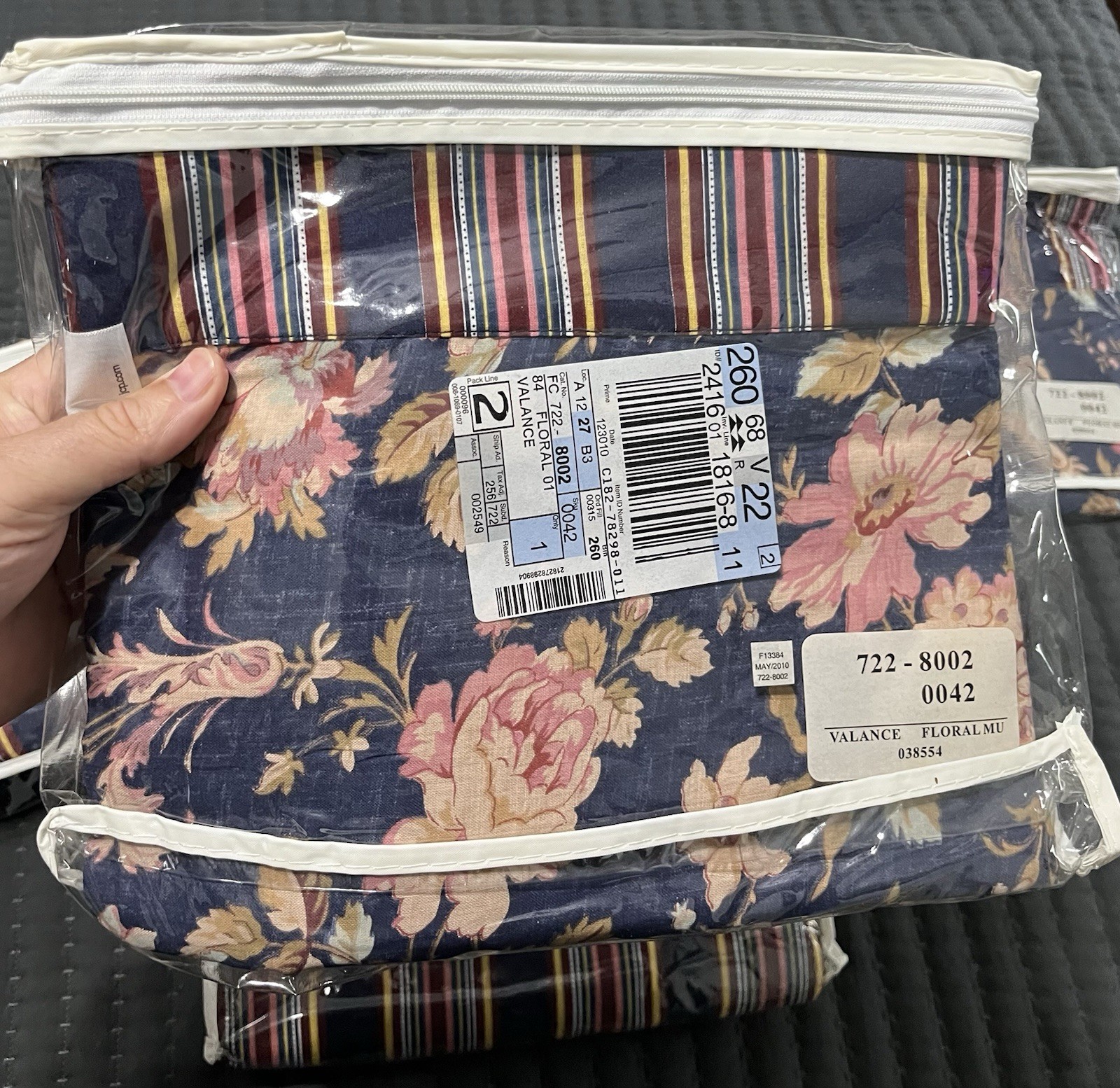 Window Panel /Valance Lot Of 2 Each Floral Stripe JCPenney/ Q Bed skirt (1111-g2