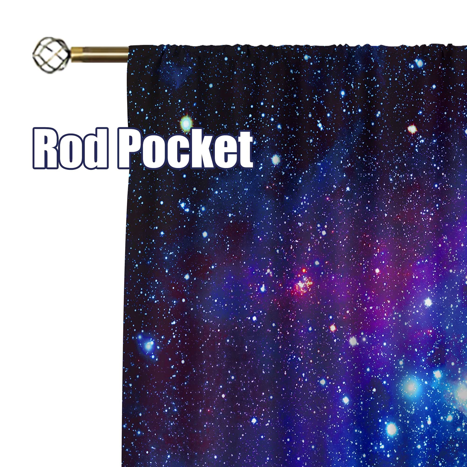 Riyidecor Galaxy Outer Space Nebula Curtains (2 Panels 42 x 72 Inch) Blue Rod